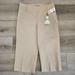 NWT Swing Control Stretch Golf Cropped Pants Womens Sz 12 Tummy Control Khaki